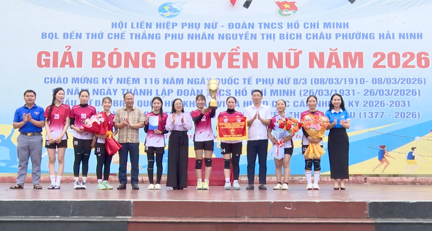Phường Hải Ninh bế mạc và trao giải Giải bóng chuyền nữ năm 2026