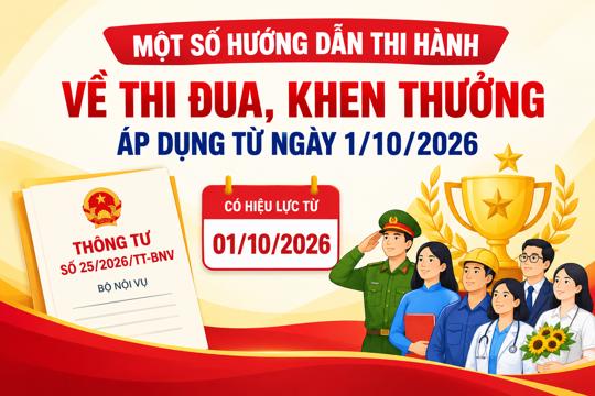 Một số hướng dẫn thi hành về thi đua, khen thưởng áp dụng từ ngày 1/10/2026