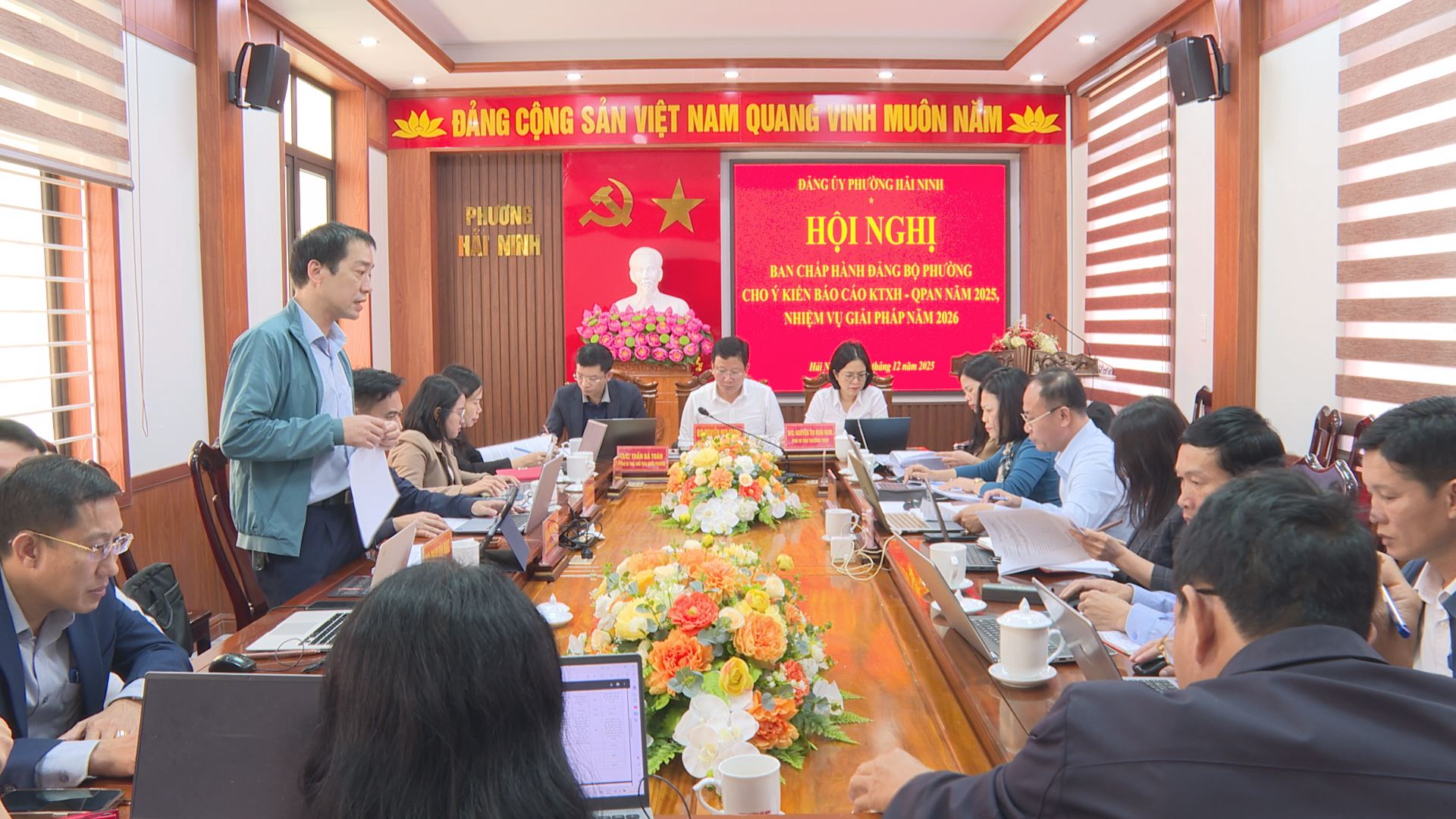 Ban Chấp hành Đảng bộ phường Hải Ninh Hội nghị cho ý kiến báo cáo tình hình KTXH - QPAN năm 2025 